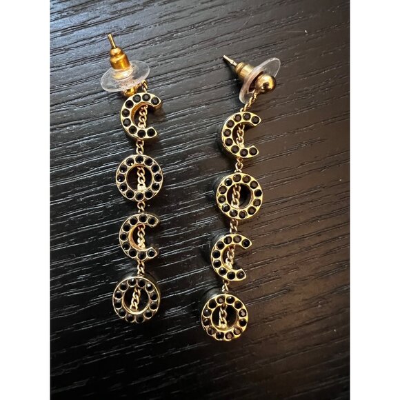 Chanel Gold-Tone CC Drop Earrings With Box - Picture 1 of 4